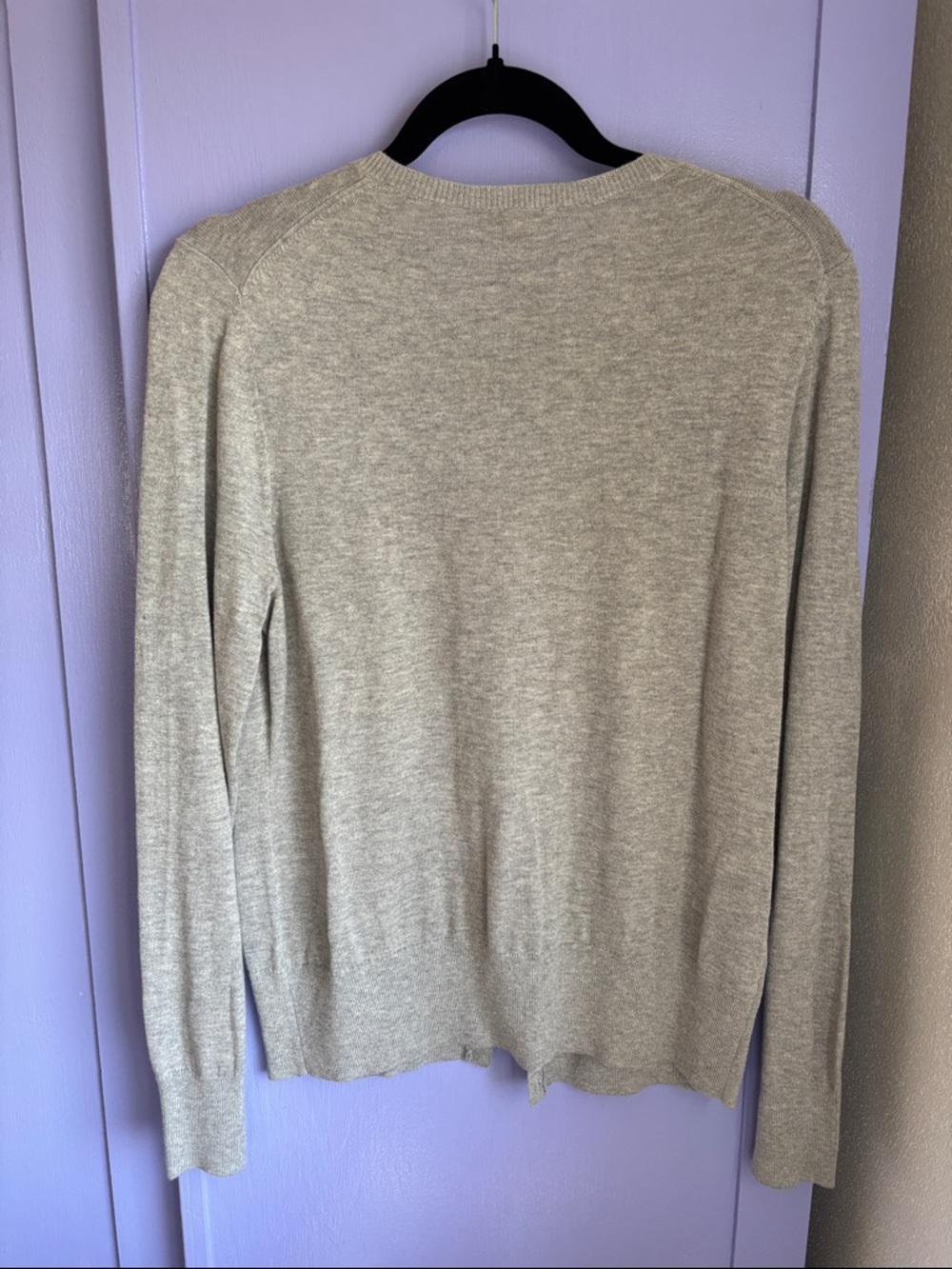 Ann Taylor Heather Light Gray Crewneck Button Cardigan Sweater Long Sleeve - Picture 3 of 8